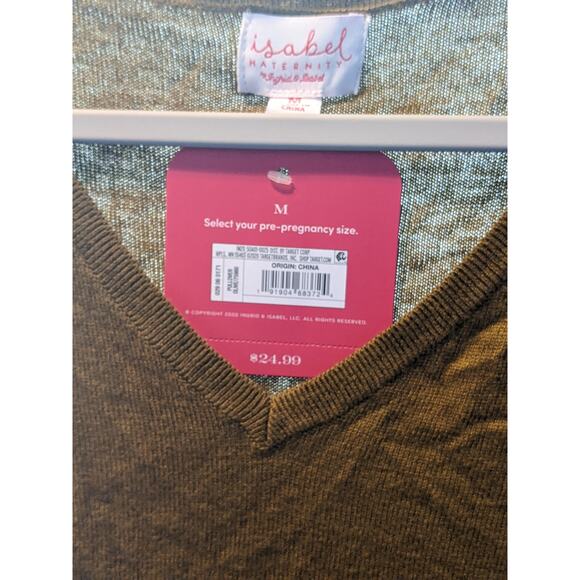Ingrid & Isabel Maternity Sweater Knit VNeck Pullover Long Sleeves Olive Green M - Picture 3 of 7